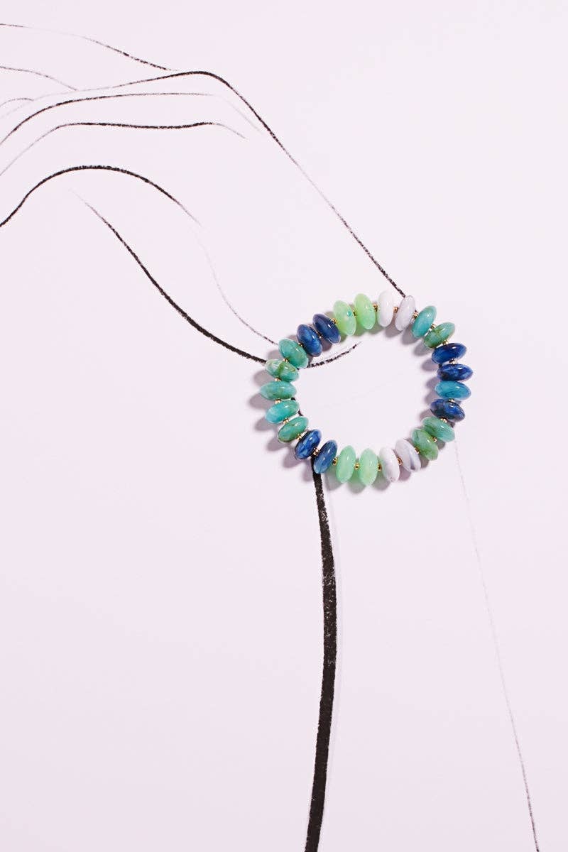 Disk Beaded Mixed Stretch Bracelet