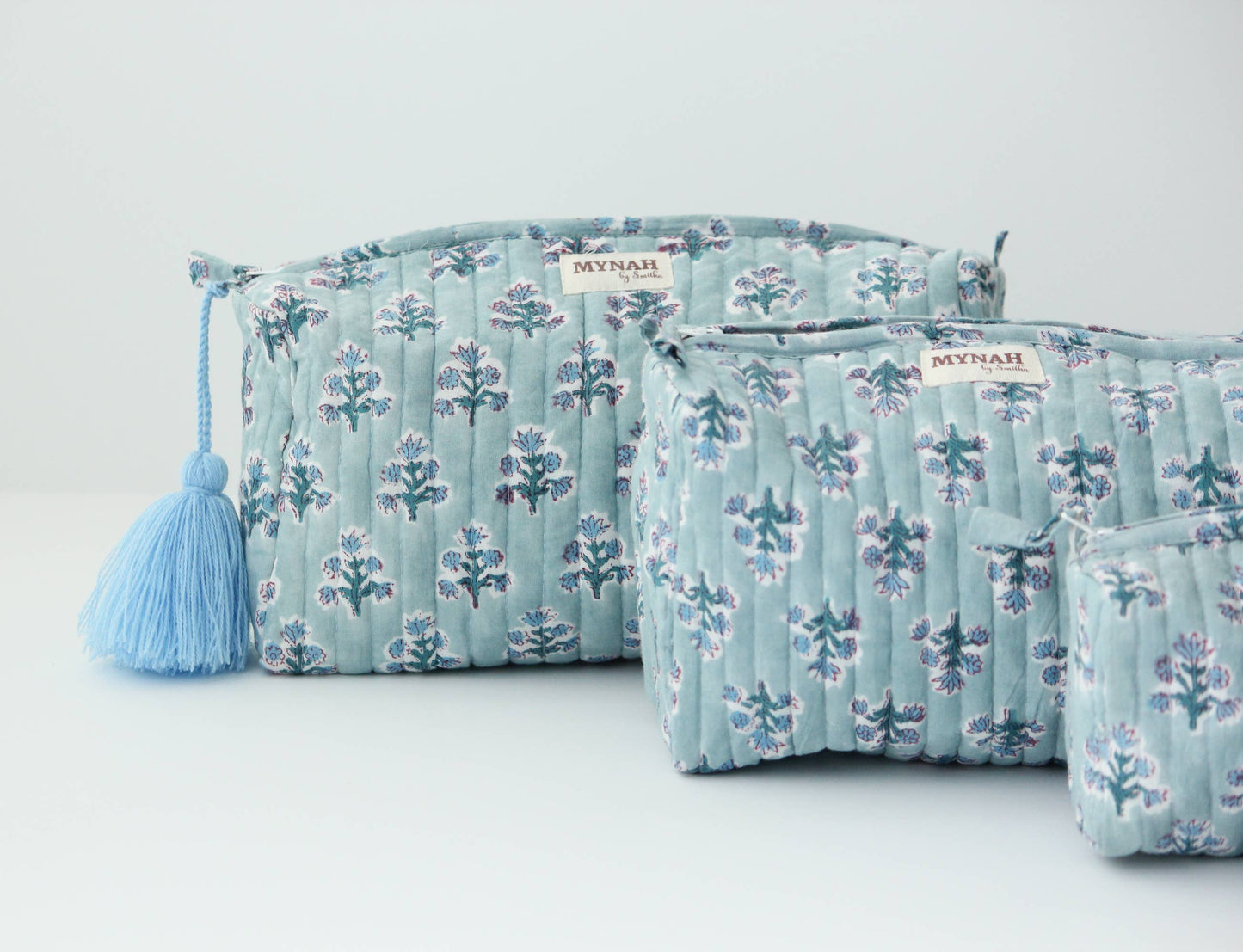 Block Print Quilted Make-Up Bag