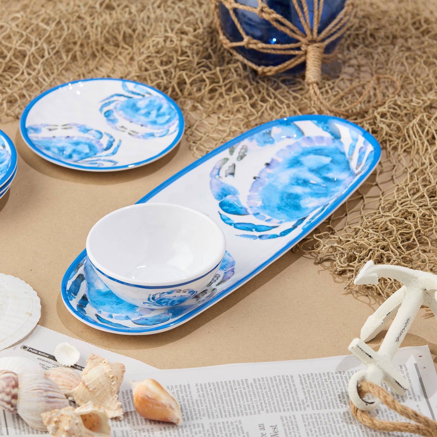 Beach House Melamine Crab Oval Tray