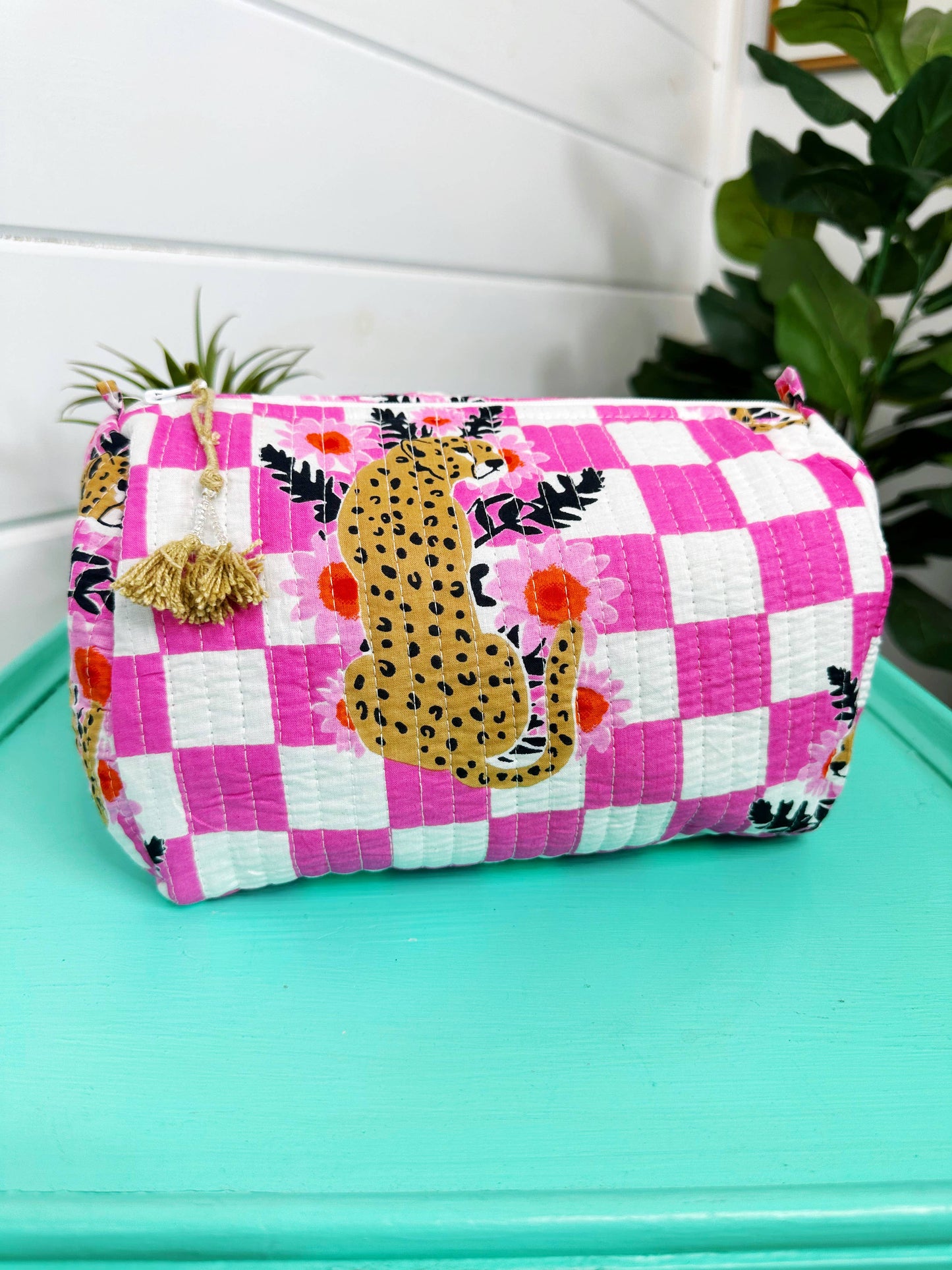 Quilted Jaguar Makeup Bag