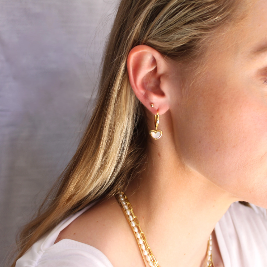 Gold Heart Huggie Hoops