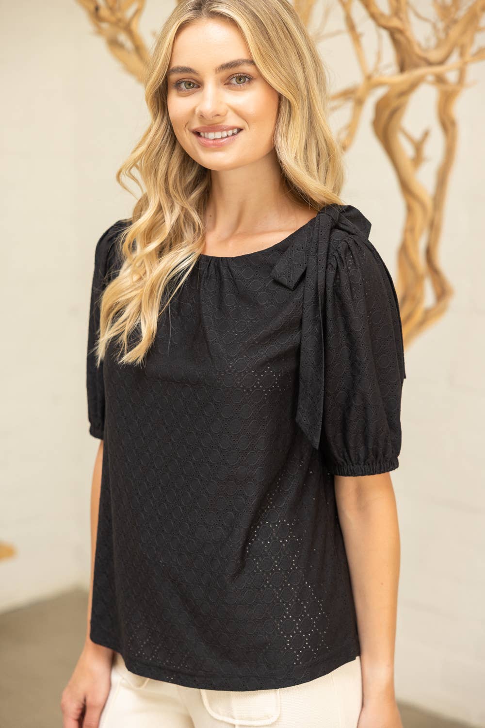 Shoulder Bow Knit Top