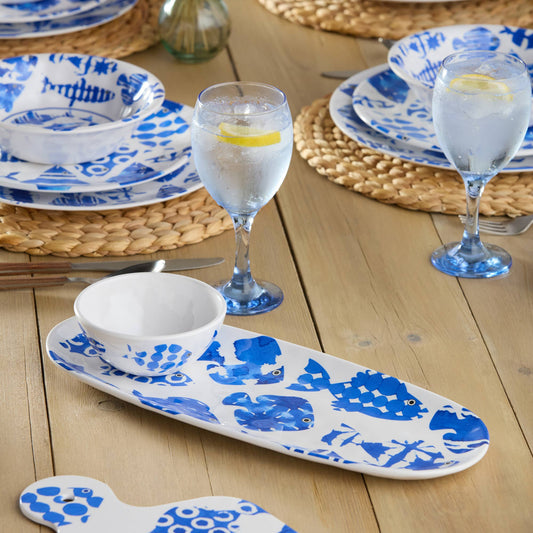 Fish Melamine Oval Tray with Dip Bowl