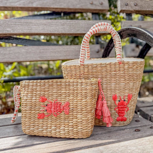 Mini Woven Pouch with Wristlet and Embroidered Lobster – Artisan Wristlet | LIKHÂ
