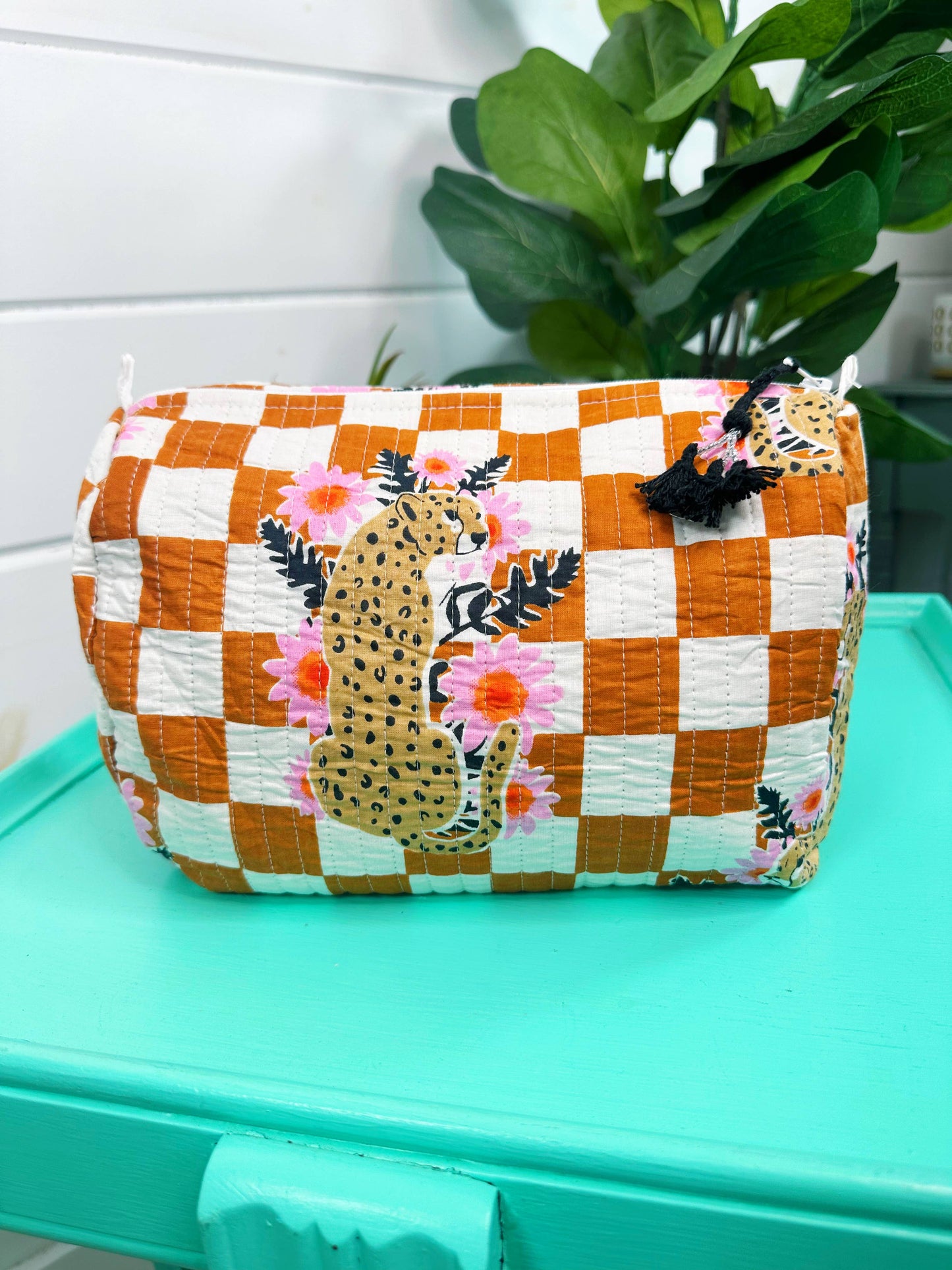 Quilted Jaguar Makeup Bag
