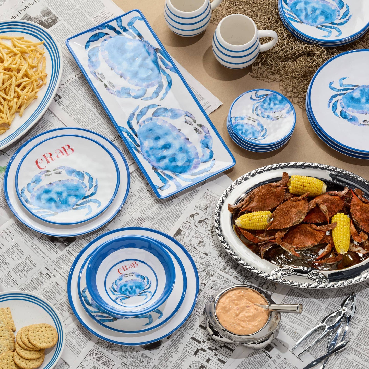 Beach House Melamine Crab Oval Tray