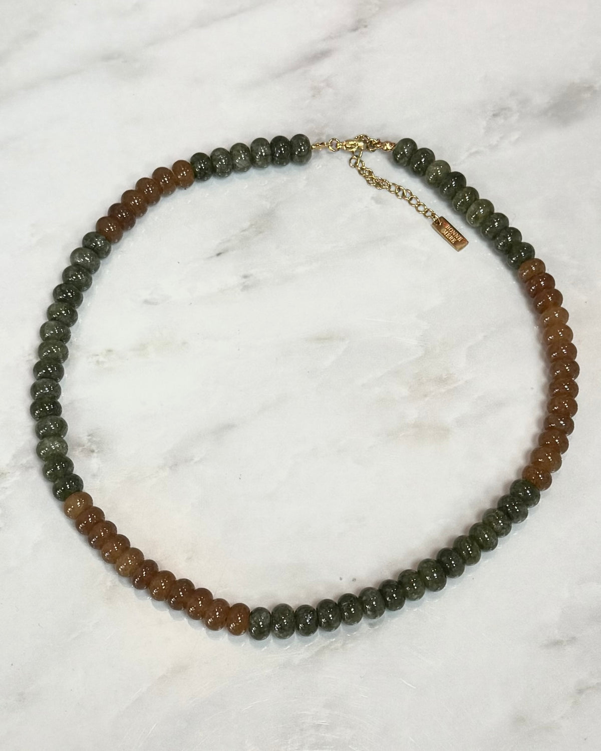 Bonne Mere Olive and Brown Stone Necklace