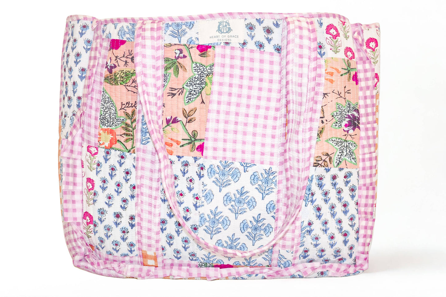 Lilac Chapelle Large Quilted Ruffle Tote Bag