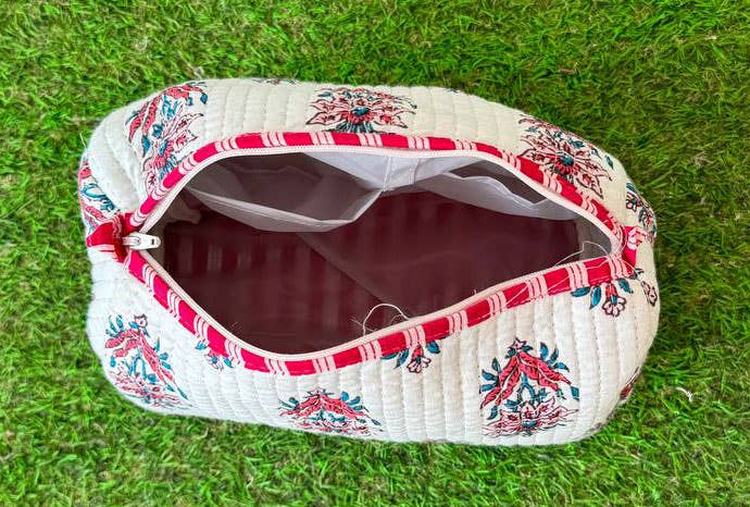 Quilted Cotton Cosmetic Bag Set