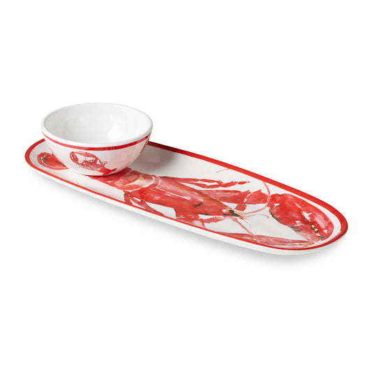 Lobster Melamine Oval Tray with Dip Bowl