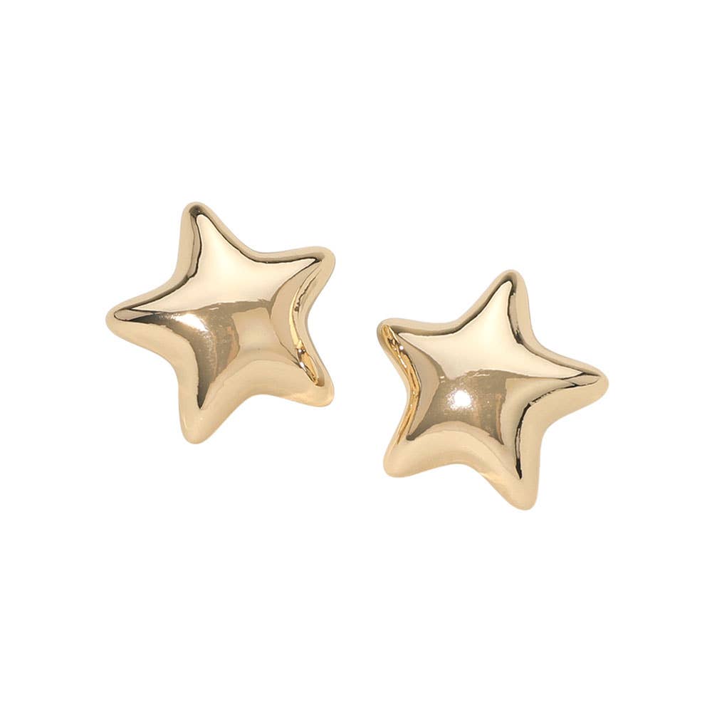Gold Dipped Puffy Star Earrings