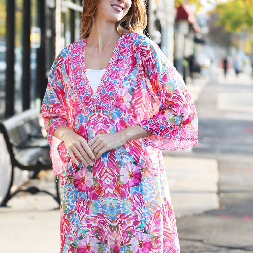 Floral Print Summer Cover-Up Dress