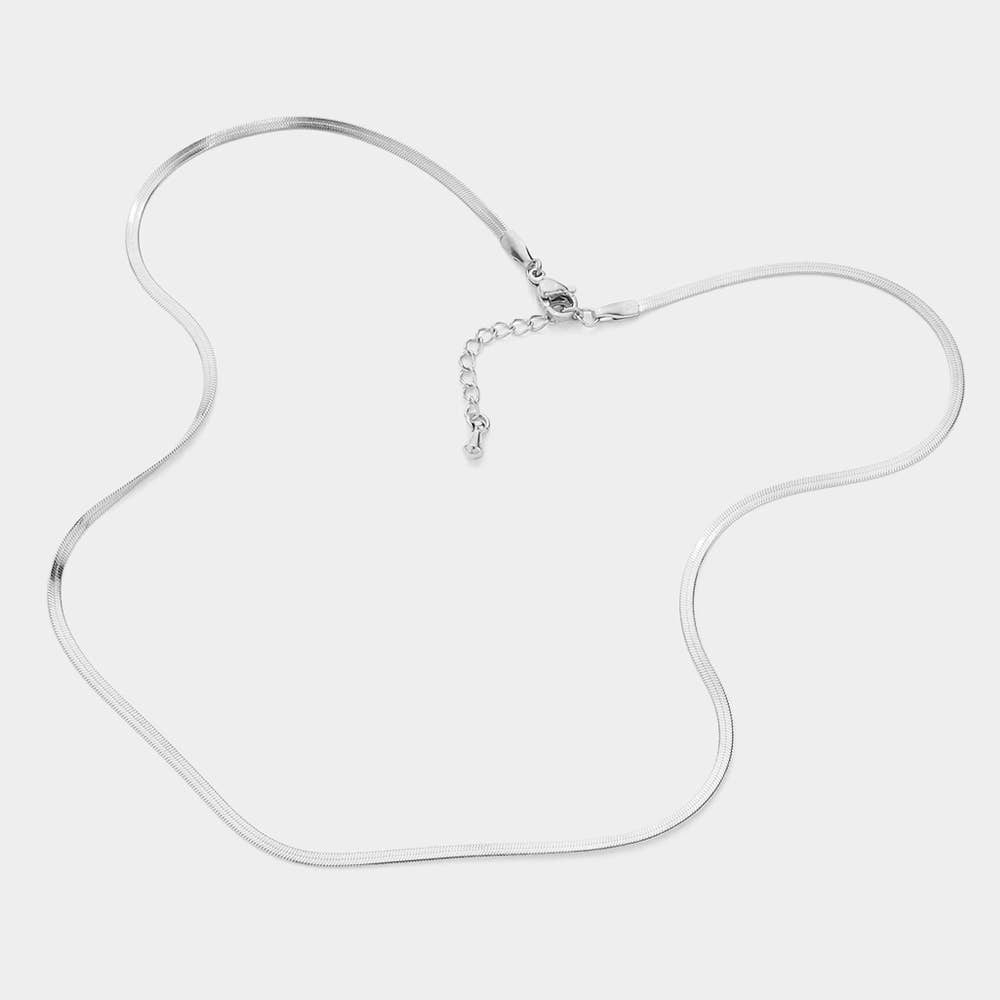 Stainless Steel Herringbone Chain Necklace