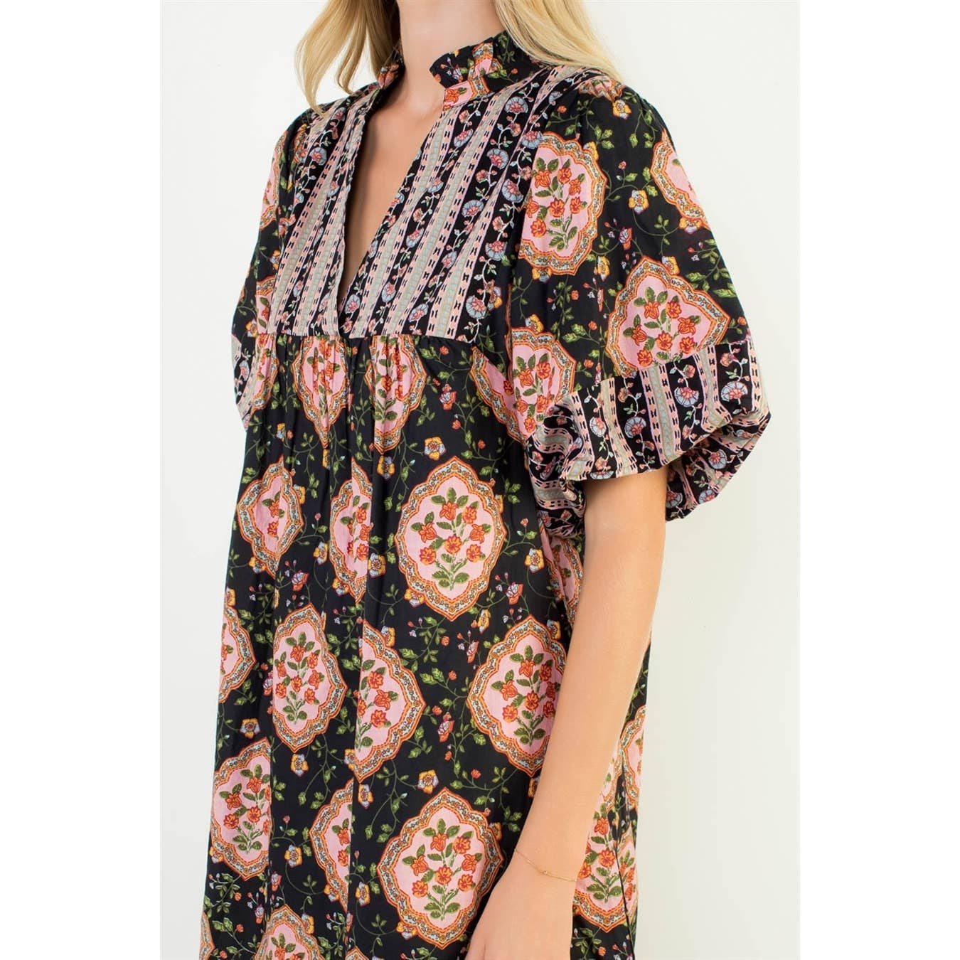 THML Puff Sleeve Floral Dress