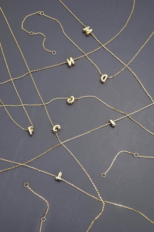 Mini Personalized Initial Bubble Letter Necklace