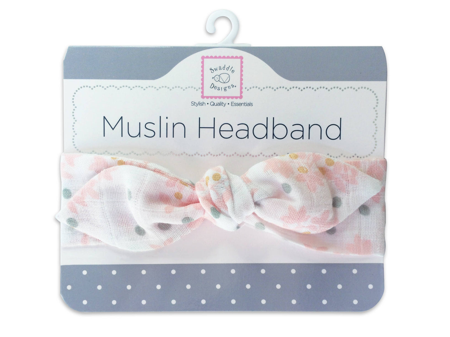 Floral Pink Muslin Headband, Newborn