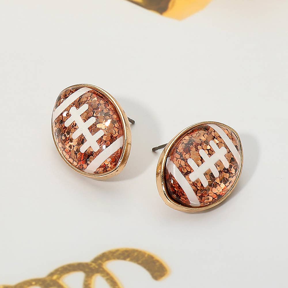Glittered Football Stud Earrings