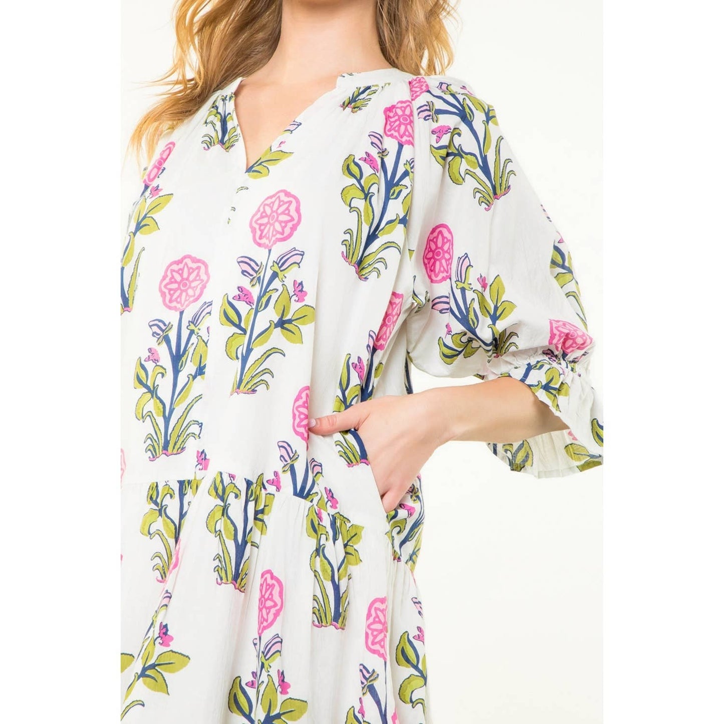 Short Sleeve Flower Print Dress