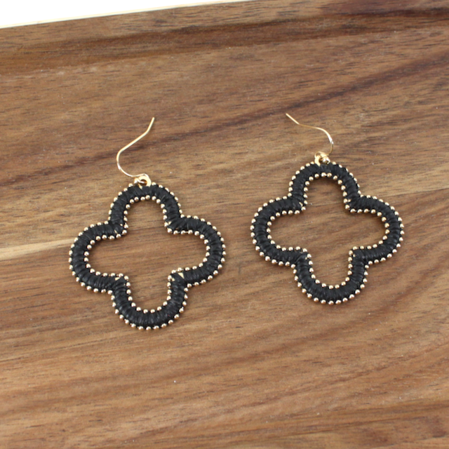 Faux Leather Clover Earrings