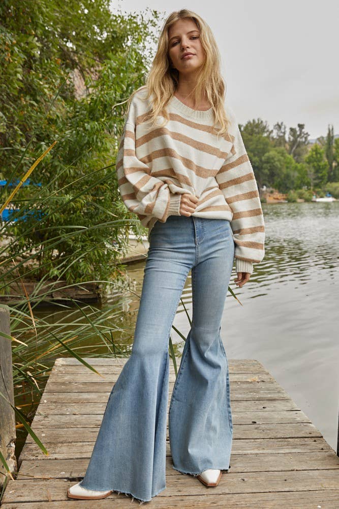 By Together Oversized Striped Sweater Top