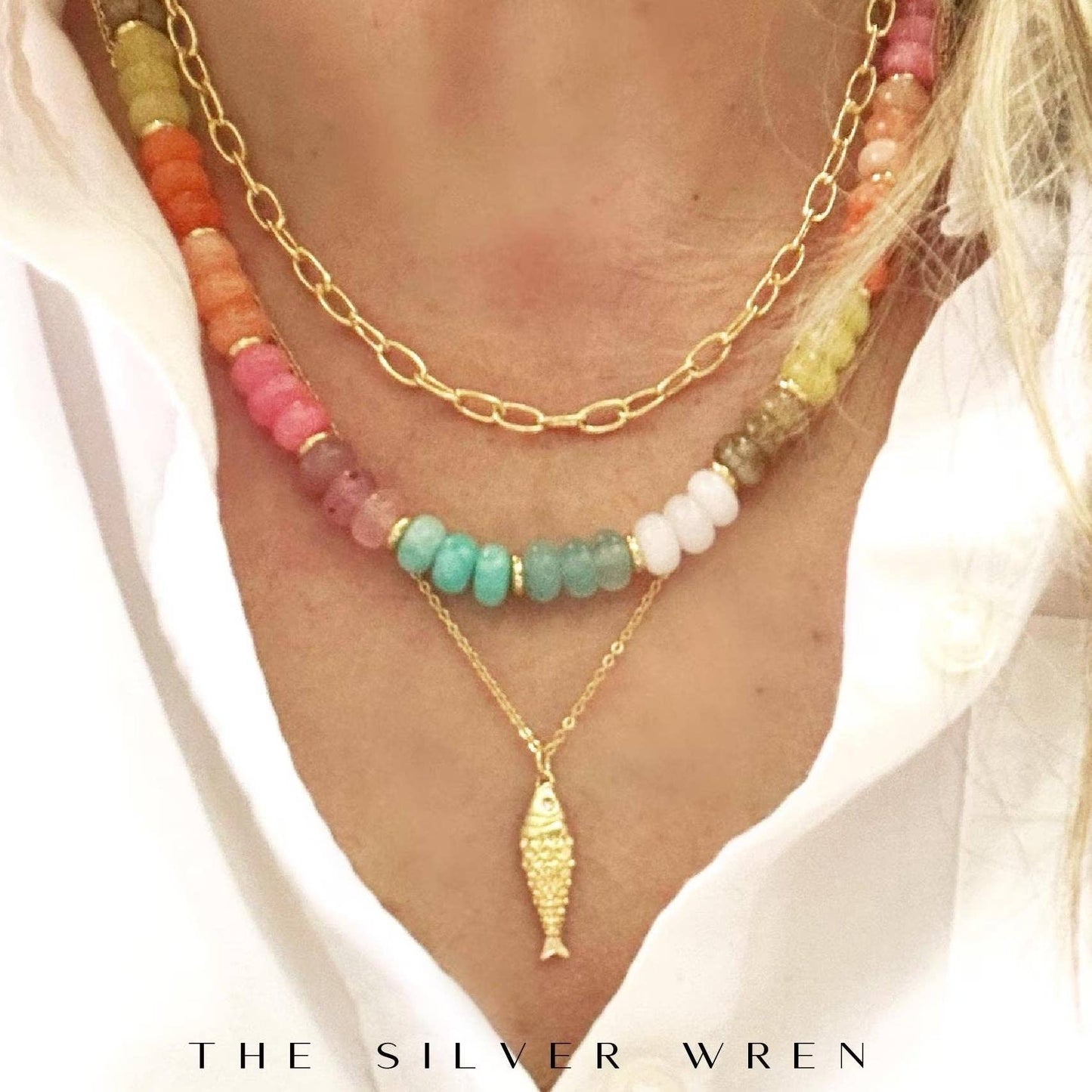 Gold Lucky Fish Pendant Necklace