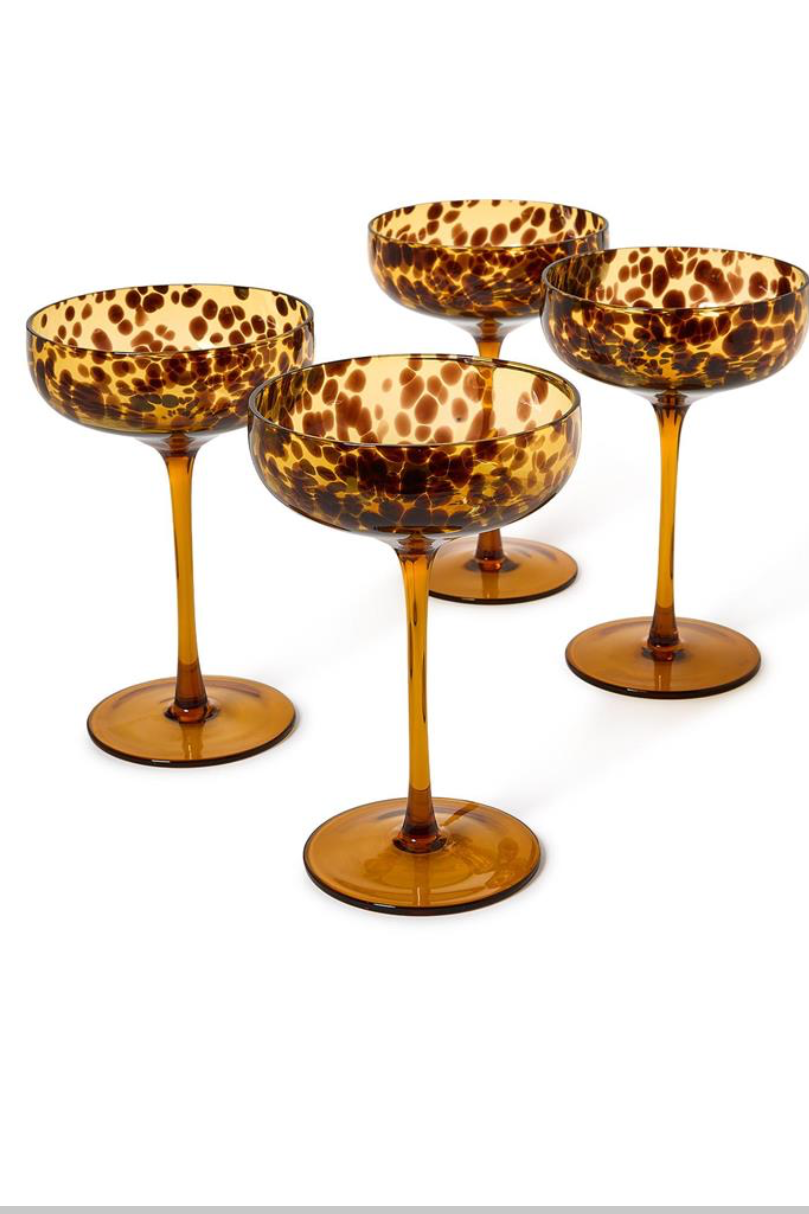 Two's Company Tortoise Print Coup Glass