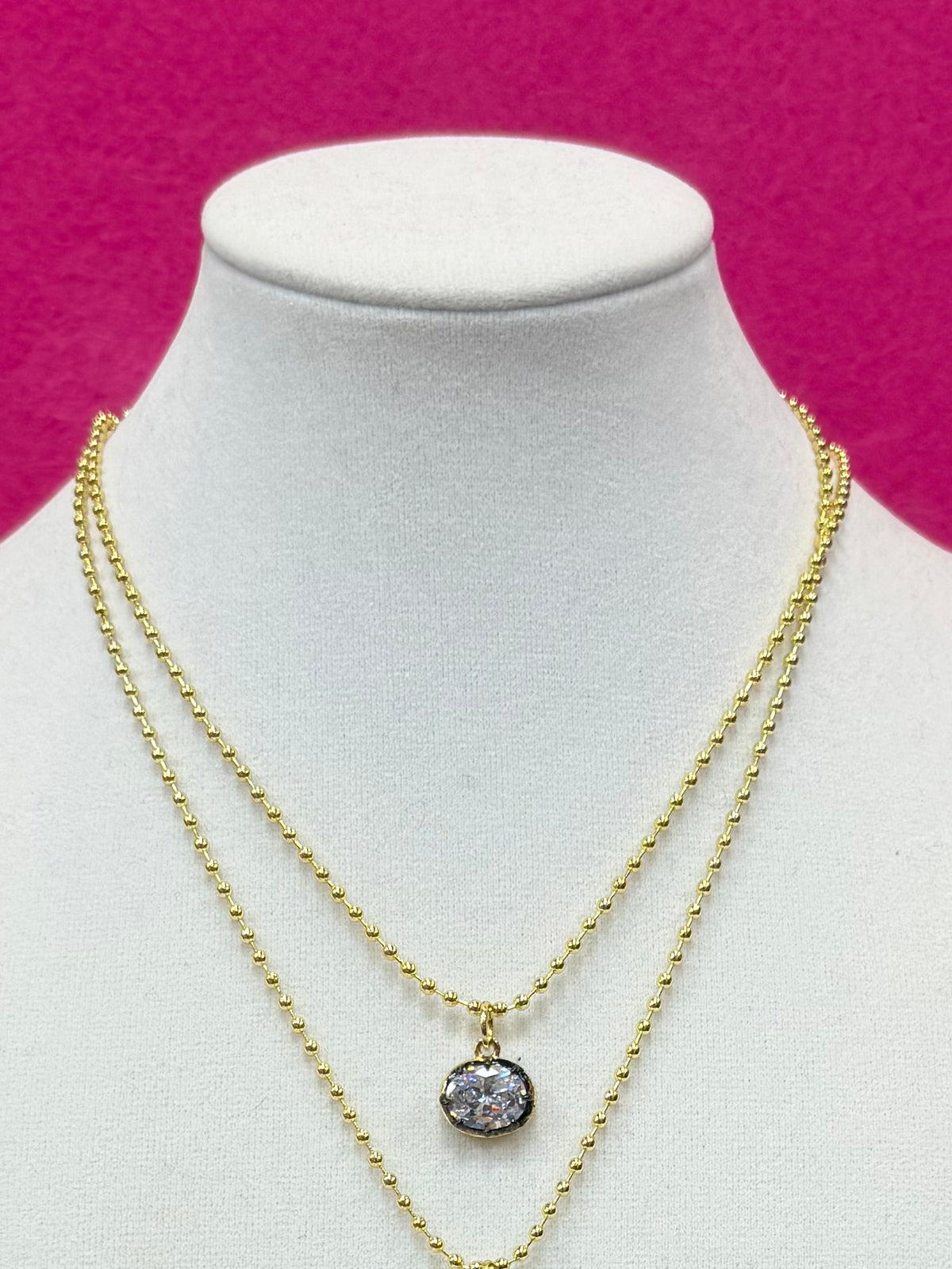 D+ G 2 Tone Oval CZ Necklace