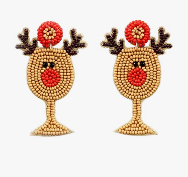 Beaded Rudolf Wine Glass