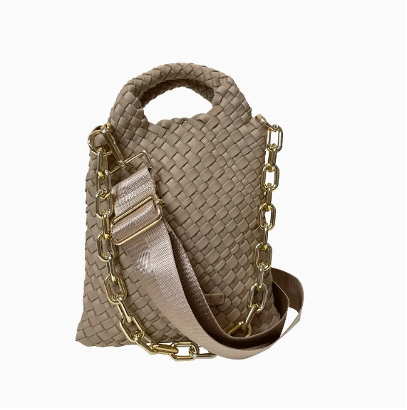 Lola Woven Neoprene Small Bag with Chain