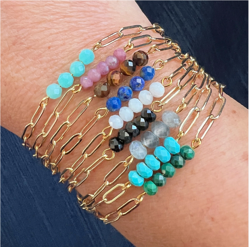 Libby & Smee Gemstone Paper Clip Chain Link Bracelet