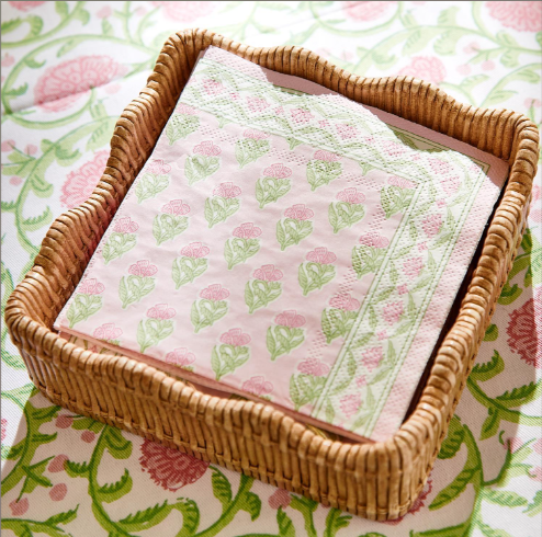 Two's Company Floral Block Paper Cocktail Napkin