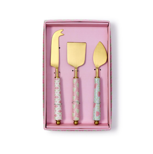Two's Company Floral Block Print Cheese Knives