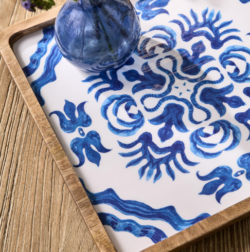 Two's Company Block Print Tray