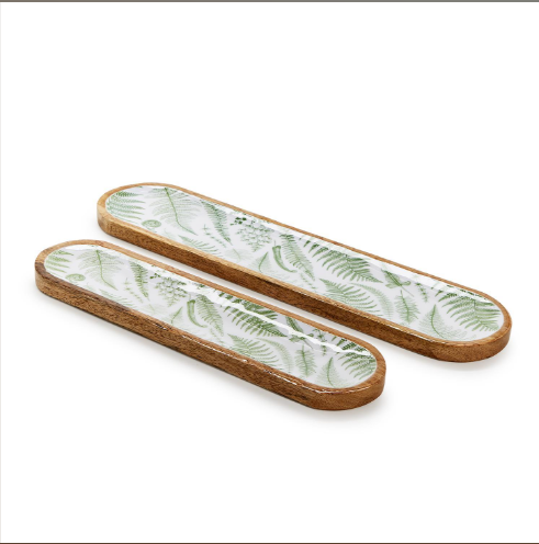 Two's Company Fern Wood Tray