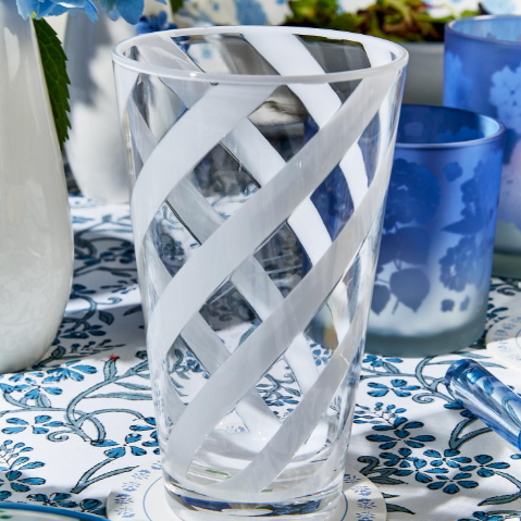 White Interlaced Drinking Glass