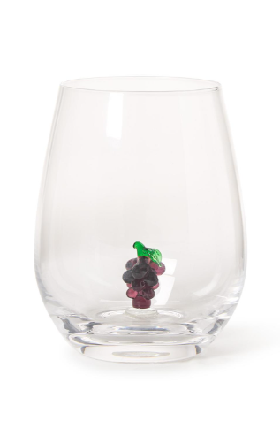 Two's Company Grapes Stemless Wine Glass