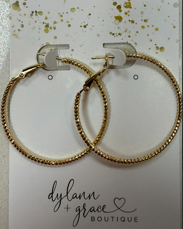 D+G Diamond Cut Hoop Earrings