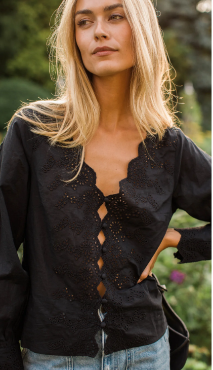 Marea Colette Schiffli Eyelet Top