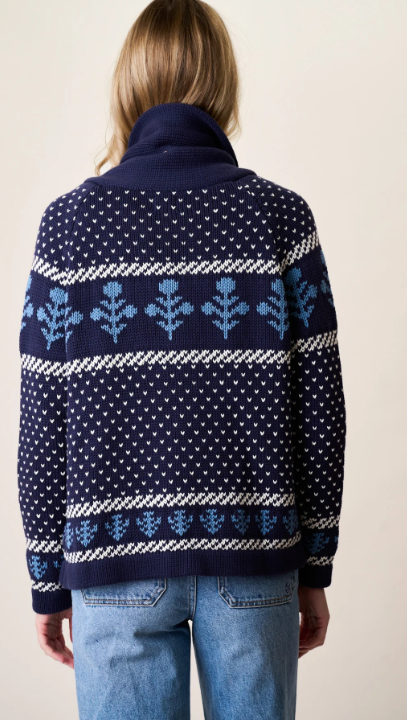 Marea Flower Intarsia Shawl Cardigan