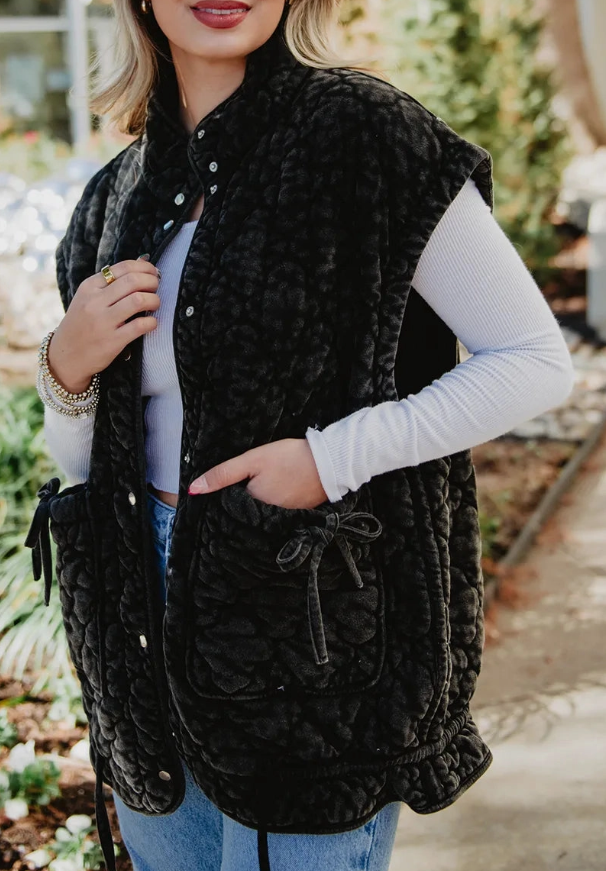 Oversized Garment Washed Quilted Vest