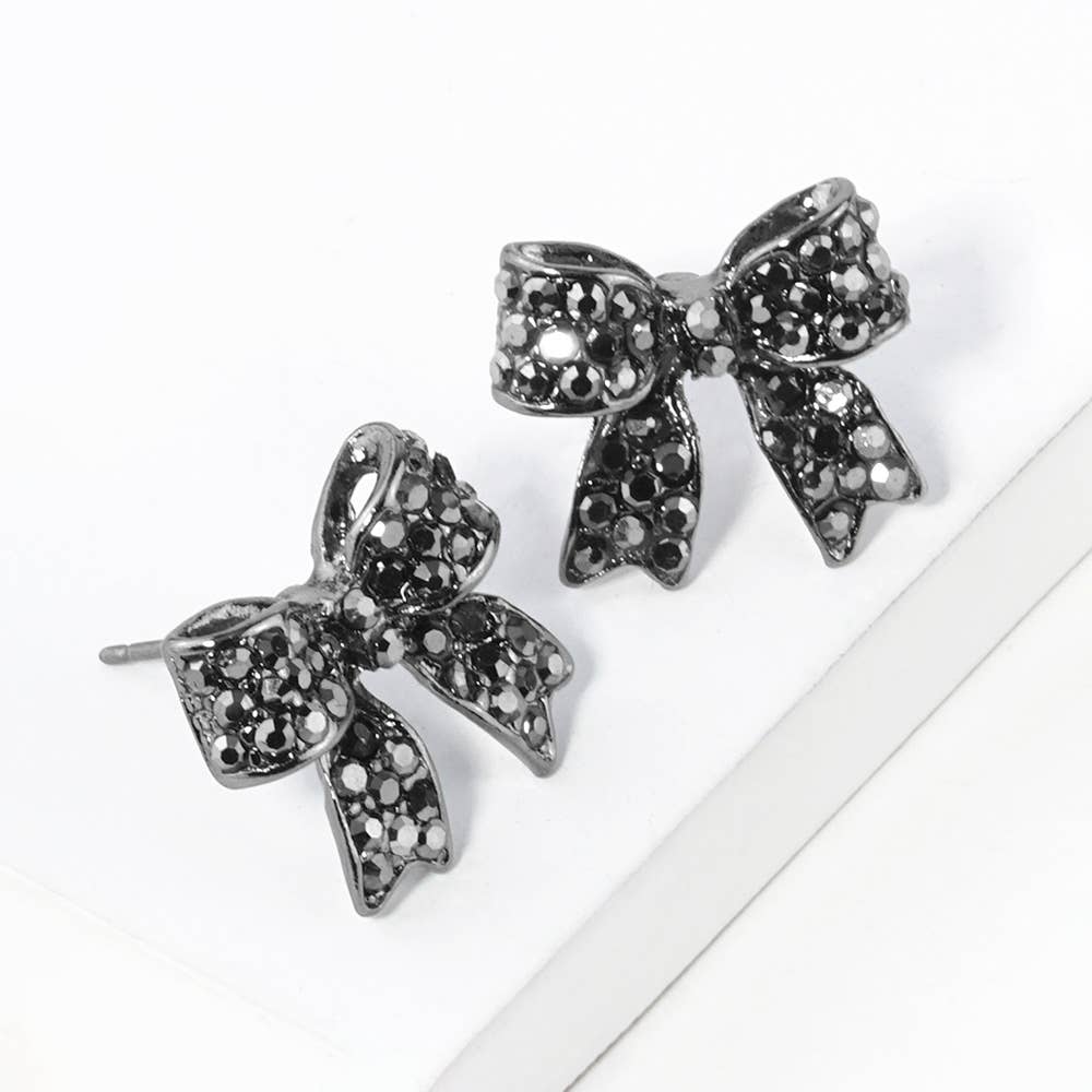 Crystal Bow Stud Earrings