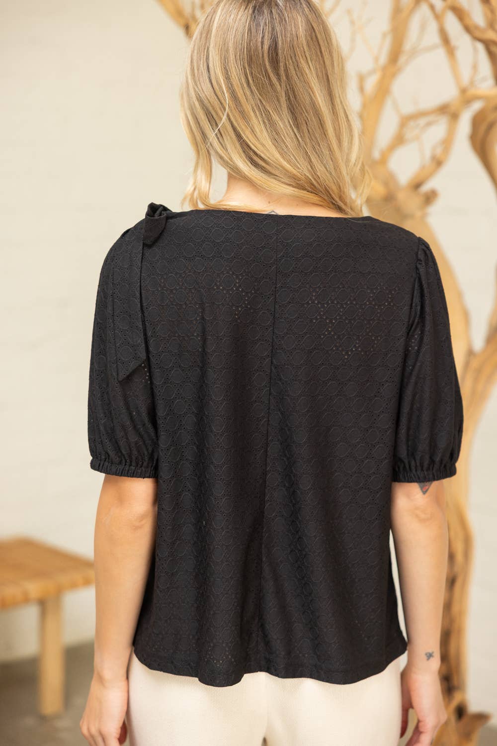 Shoulder Bow Knit Top