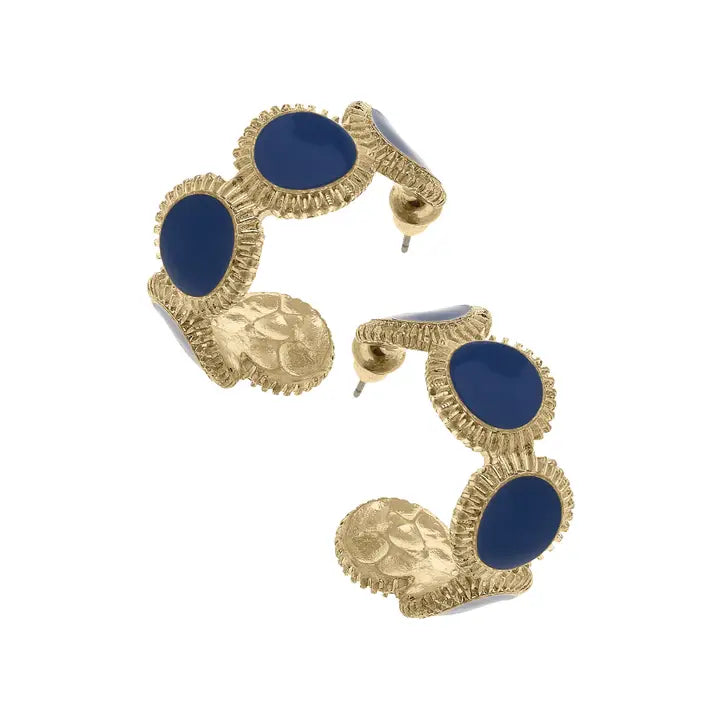 Bianca Fluted Enamel Hoops