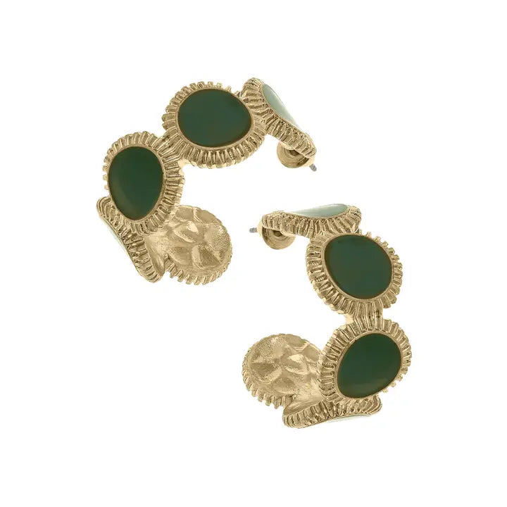 Bianca Fluted Enamel Hoops