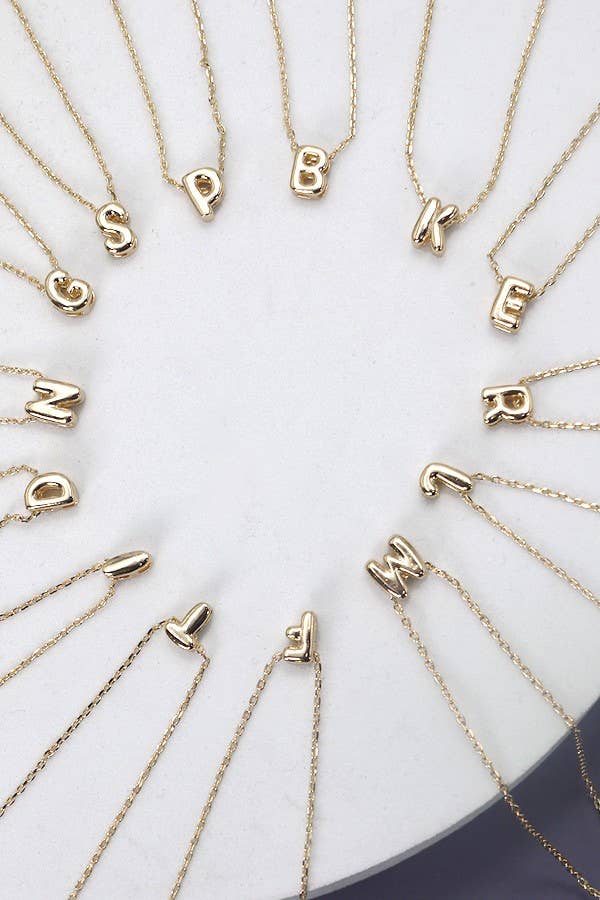 Mini Personalized Initial Bubble Letter Necklace