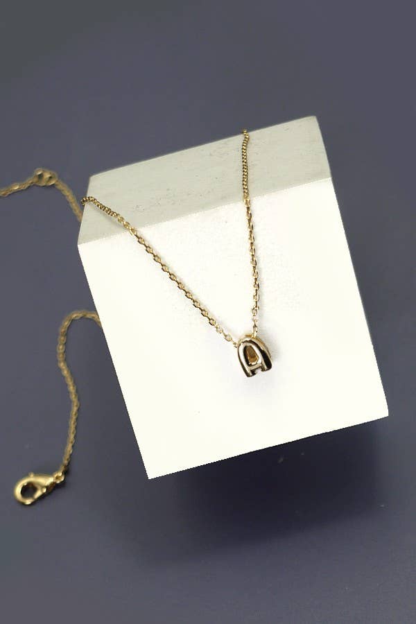 Mini Personalized Initial Bubble Letter Necklace
