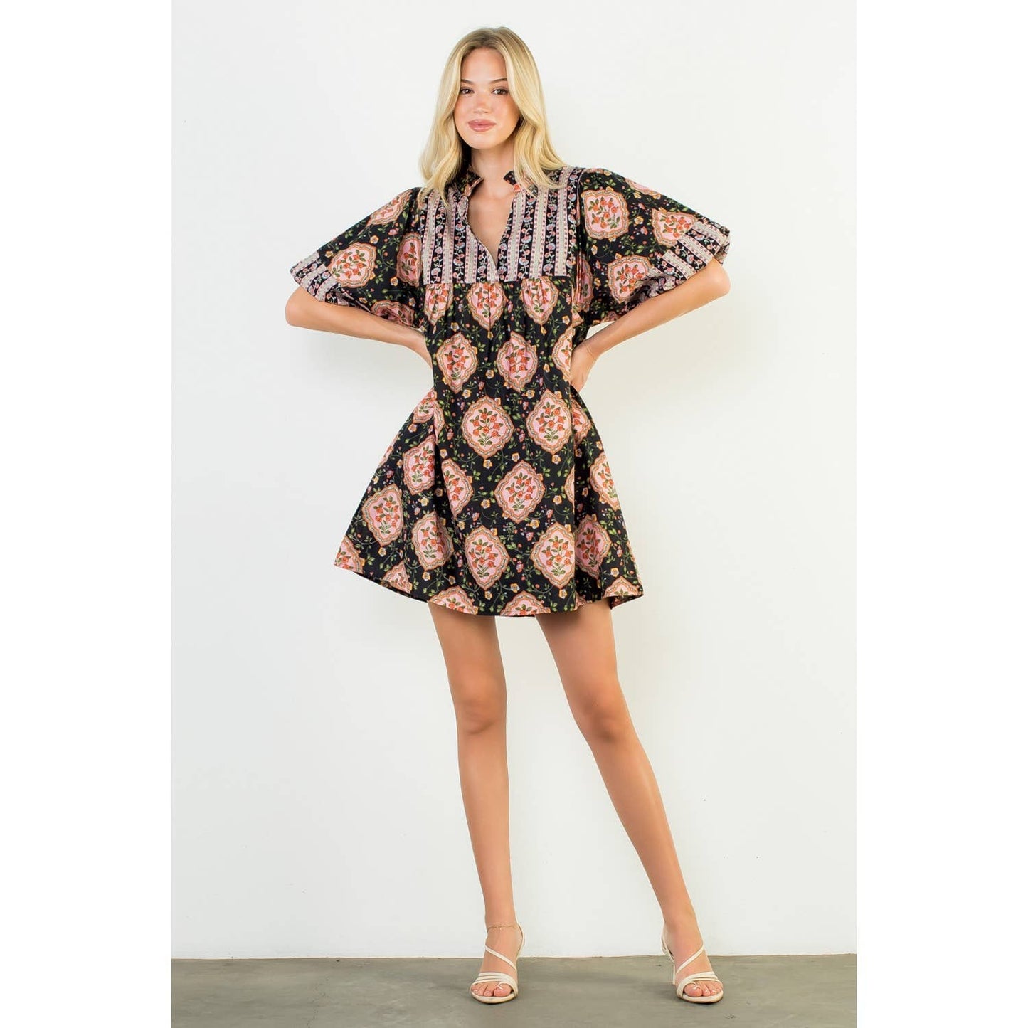 THML Puff Sleeve Floral Dress