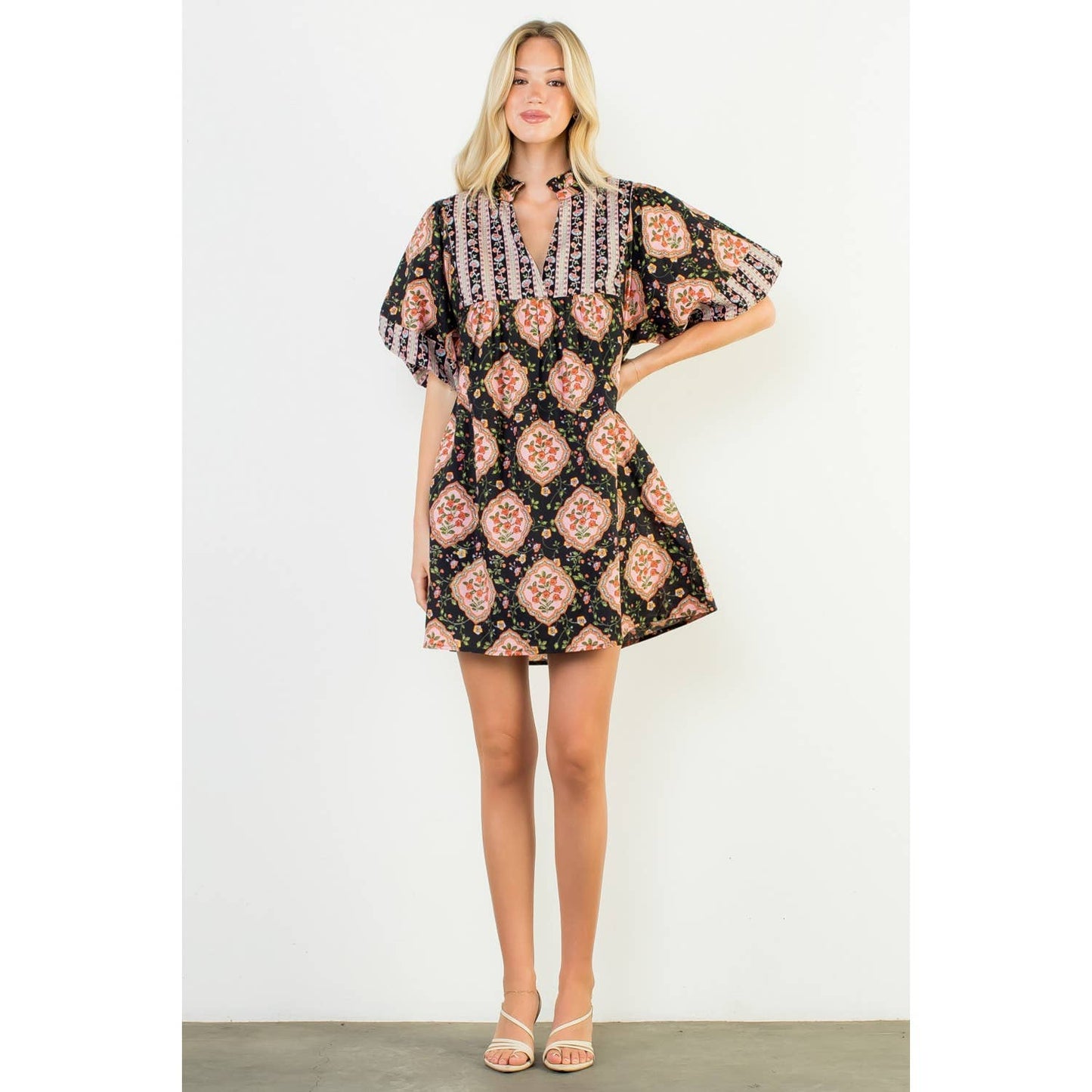 THML Puff Sleeve Floral Dress