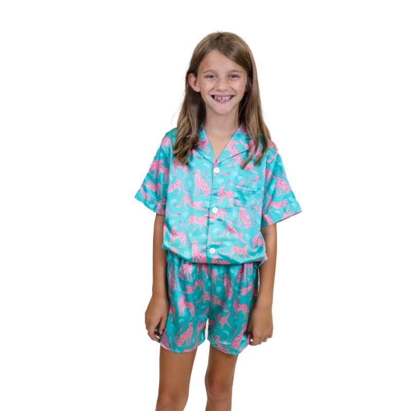 Kids Cheetah Satin Pajama Set
