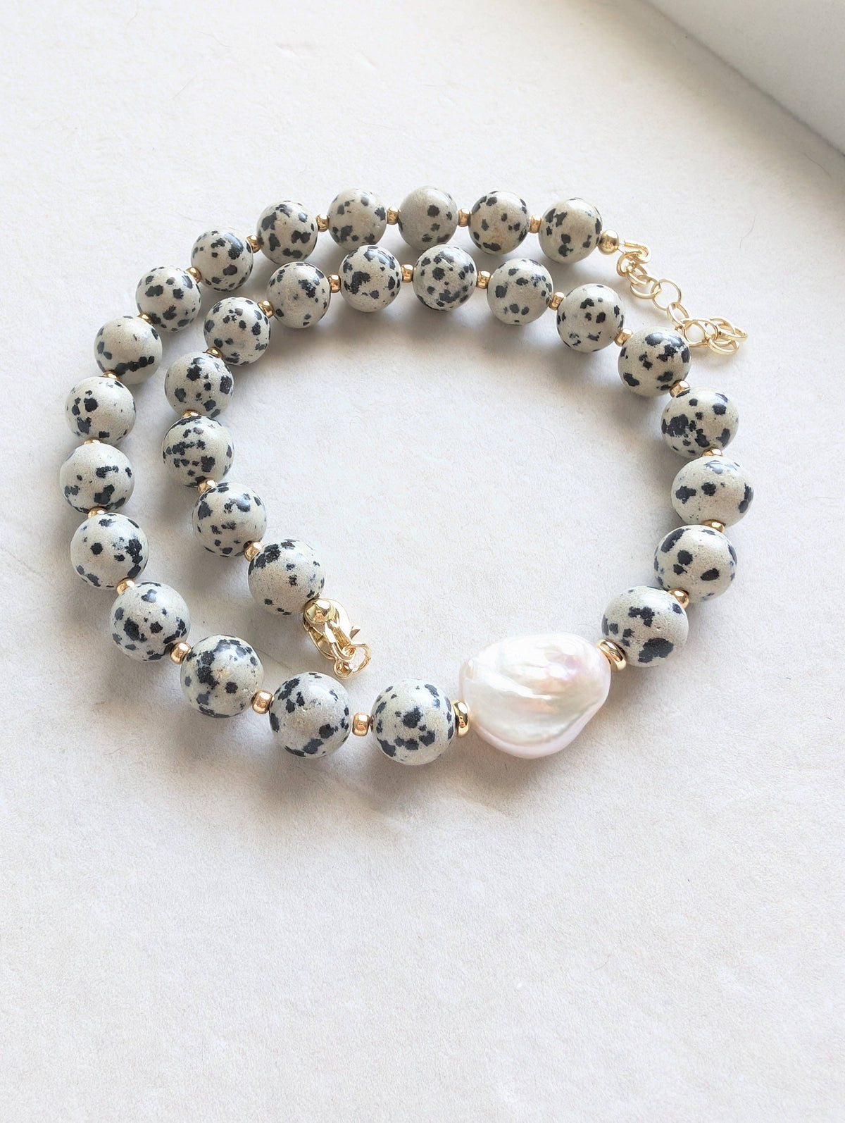 Dalmatian Jasper & Pearl Necklace